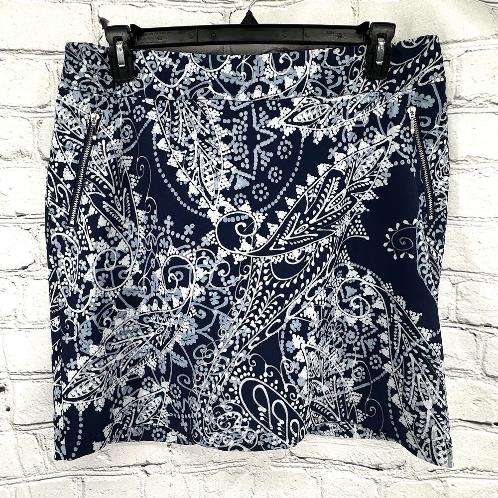 Zenergy by Chico's Skort Size 2 (Large) Blue Paisley Pull On